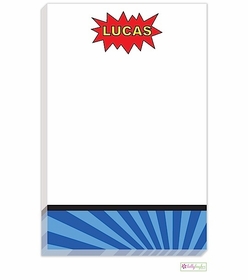 Personalized - Blue Superhero Notepad