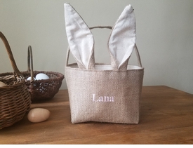 Personalized Bunny Easter Basket with Bunny Ears