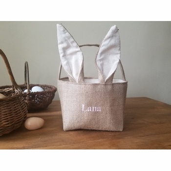 Personalized Bunny Easter Basket with Bunny Ears