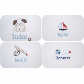 personalized burp cloths - set of three (boy)