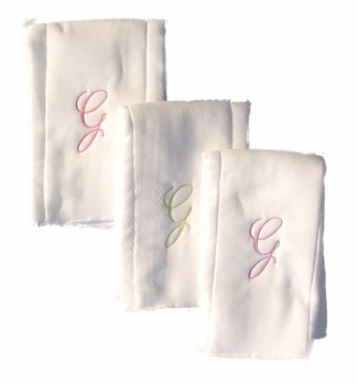 personalized burp cloths - single initial (set of three)