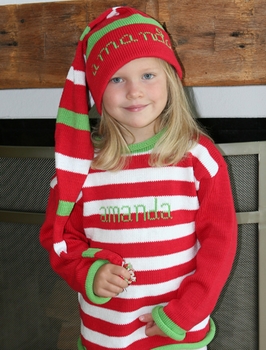 personalized christmas striped name sweater