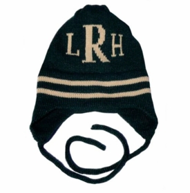 personalized classic stripes & monogram hat with earflaps