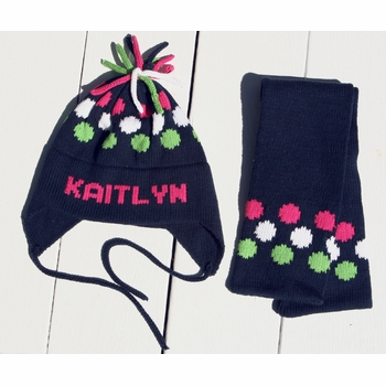 personalized cotton polka dot ear flap hat