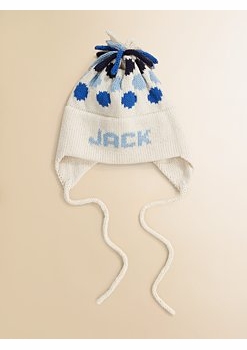 personalized cotton polka dot ear flap hat