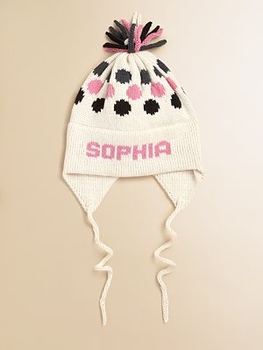 personalized cotton polka dot ear flap hat