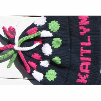 personalized cotton polka dot ear flap hat