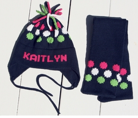 personalized cotton polka dot ear flap hat