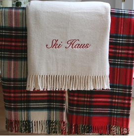 Personalized Creme Holiday Throw
