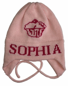 personalized cupcake hat with earflaps