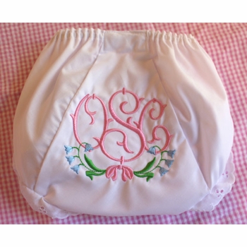 personalized diaper cover with bluebell flowers