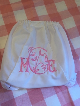 personalized diaper cover with floral lettering