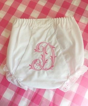 Personalized Diaper Cover with Single Initial and Berries in Pink