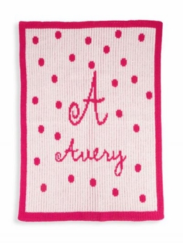 personalized dot custom crib blanket - initials/name