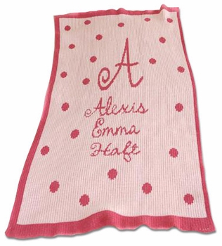 personalized dot custom crib blanket - initials/name