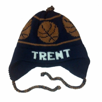 personalized earflap hat - basketballs