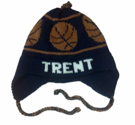 personalized earflap hat - basketballs