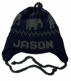 personalized earflap hat - elephants