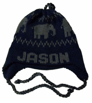personalized earflap hat - elephants