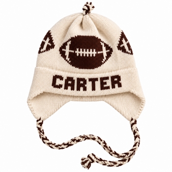 personalized earflap hat - footballs