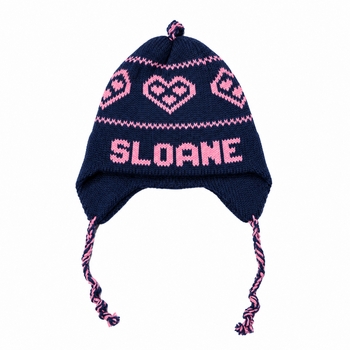 personalized earflap hat - hearts
