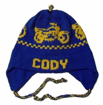 personalized earflap hat - motorcycles