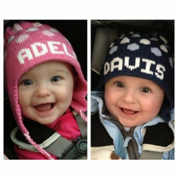 personalized earflap hat - polka dots