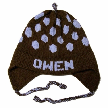 personalized earflap hat - polka dots