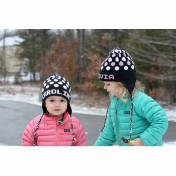 personalized earflap hat - polka dots