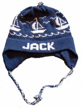 personalized earflap hat - sailboats