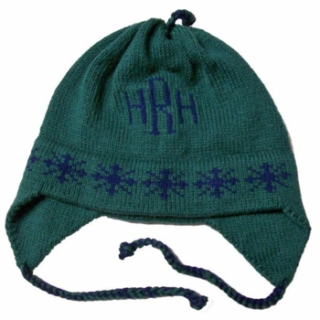 personalized earflap hat - snowflakes monogram