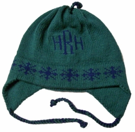 personalized earflap hat - snowflakes monogram