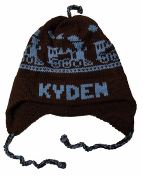 personalized earflap hat - trains