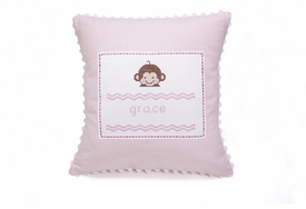 personalized embroidered baby monkey pillow