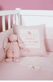personalized embroidered baby pillow - pink bunny