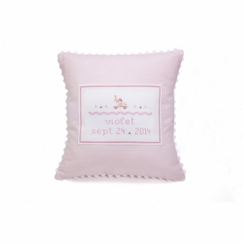 personalized embroidered baby pillow - pink bunny