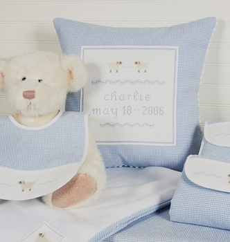 personalized embroidered baby pillow - sheep