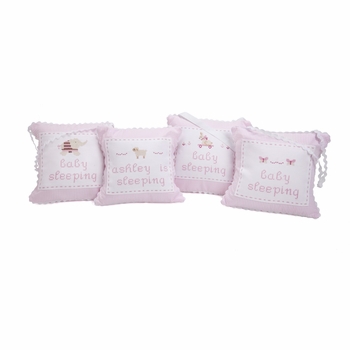 personalized embroidered hanging door pillow - pink