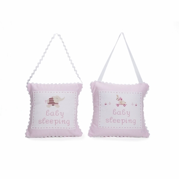 personalized embroidered hanging door pillow - pink