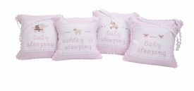 personalized embroidered hanging door pillow - pink
