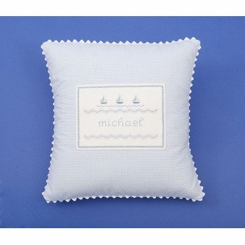 personalized embroidered sailboat pillow