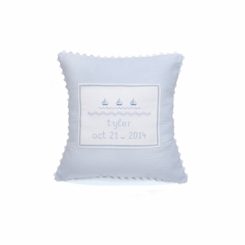 personalized embroidered sailboat pillow