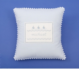 personalized embroidered sailboat pillow