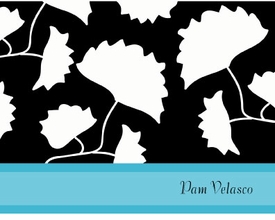 personalized everyday notes - aqua asian flower
