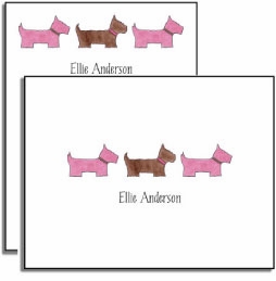 personalized everyday notes - preppy pups in pink