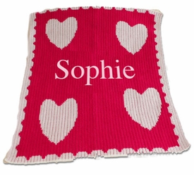 Personalized Floating Hearts & Scalloped Edge Blanket