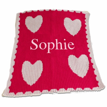 Personalized Floating Hearts & Scalloped Edge Blanket