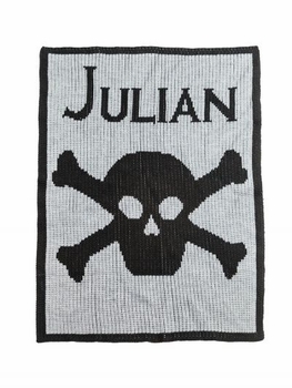 personalized full blanket with name and skull and crossbone