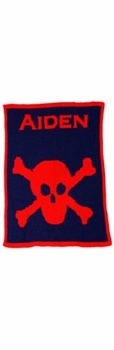 personalized full blanket with name and skull and crossbone