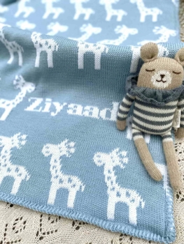 personalized giraffe baby blanket